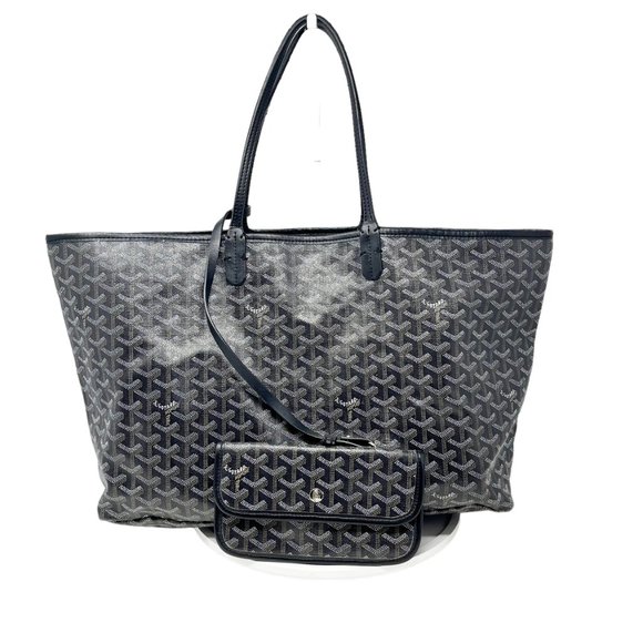 Goyard Handbags - Goyard Saint Louis PM Black Goyardine Canvas Leather Everyday Tote W/ Wallet